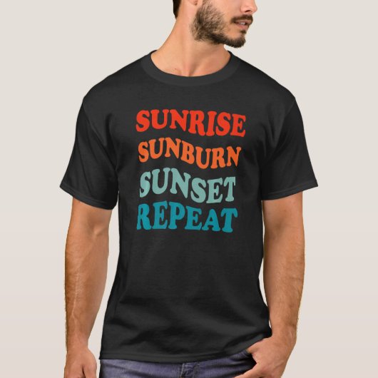 Sunrise Sunburn Sunset Herhaal Zand Surf Summer Va T-shirt (Voorkant)