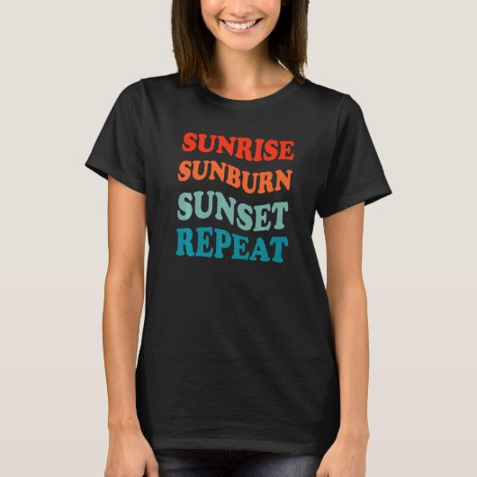 Sunrise Sunburn Sunset Herhaal Zand Surf Summer Va T-shirt (Voorkant)