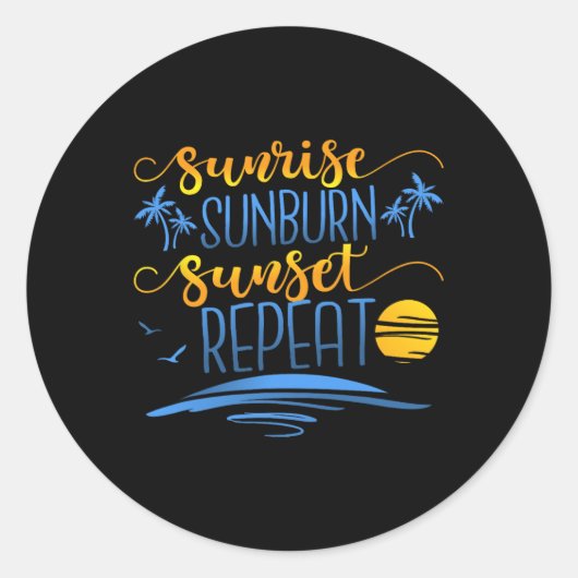 Sunrise Sunburn Sunset Herhalen Ronde Sticker (Voorkant)
