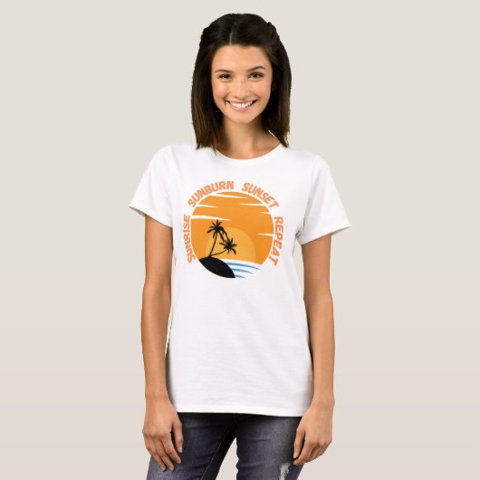 Sunrise Sunburn Sunset Herhalen T-shirt (Voorkant volledig)