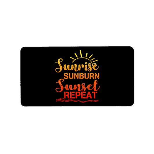 Sunrise Sunburn Sunset Herhaling Retro Summer Etiket (Voorkant)