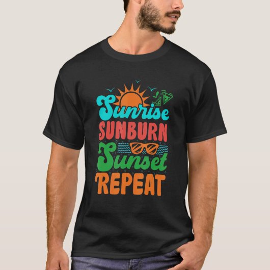 Sunrise Sunburn Sunset Herhaling Summer Beach Vaca T-shirt (Voorkant)