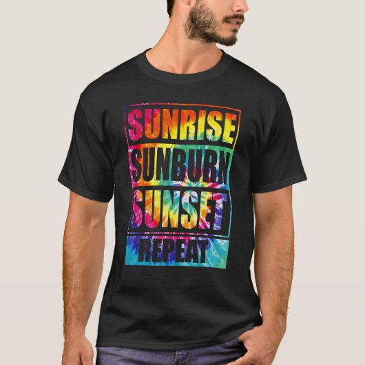 Sunrise Sunburn Sunset Repea Zomer Vibes Tie Dye T-shirt (Voorkant)