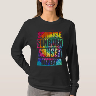 Sunrise Sunburn Sunset Repea Zomer Vibes Tie Dye T-shirt