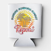 Sunrise-Sunburn-Sunset-Repeat | Gouden palmbomen Blikjeskoeler (Voorkant)