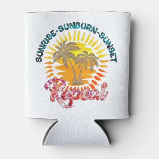 Sunrise-Sunburn-Sunset-Repeat | Gouden palmbomen Blikjeskoeler (Voorkant)