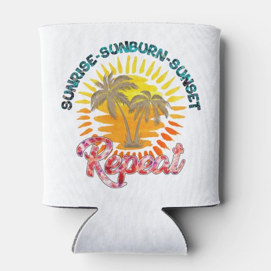 Sunrise-Sunburn-Sunset-Repeat | Gouden palmbomen Blikjeskoeler (Achterkant)