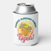 Sunrise-Sunburn-Sunset-Repeat | Gouden palmbomen Blikjeskoeler (Blikje Achterkant)