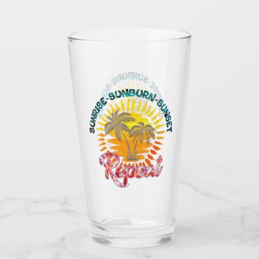 Sunrise-Sunburn-Sunset-Repeat | Gouden palmbomen Glas (Achterkant)