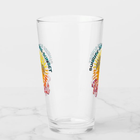 Sunrise-Sunburn-Sunset-Repeat | Gouden palmbomen Glas (Links)