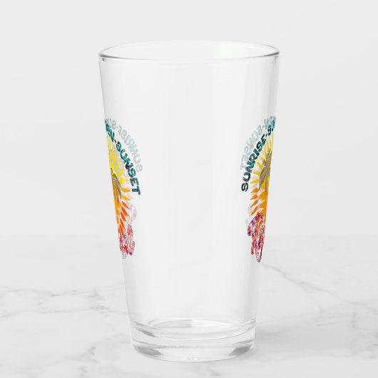 Sunrise-Sunburn-Sunset-Repeat | Gouden palmbomen Glas (Rechts)