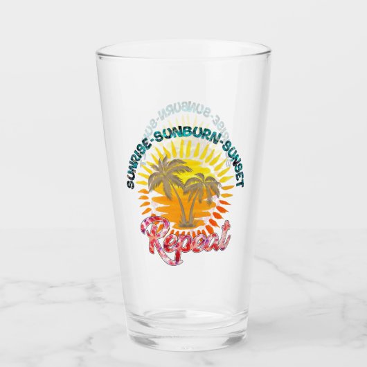 Sunrise-Sunburn-Sunset-Repeat | Gouden palmbomen Glas (Voorkant)
