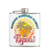 Sunrise-Sunburn-Sunset-Repeat | Gouden palmbomen Heupfles (Voorkant)