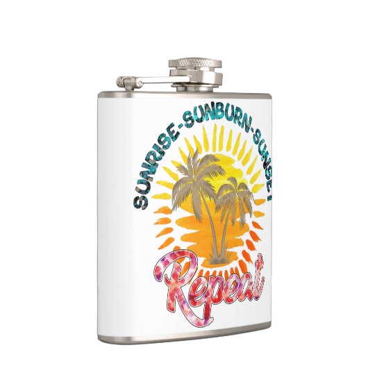 Sunrise-Sunburn-Sunset-Repeat | Gouden palmbomen Heupfles (Rechts)