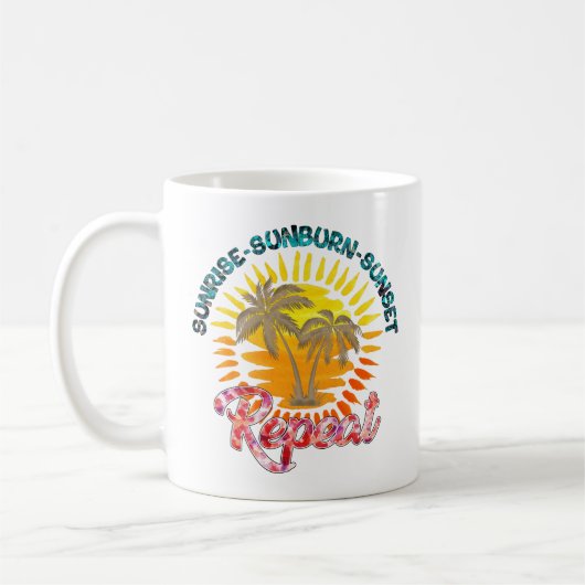 Sunrise-Sunburn-Sunset-Repeat | Gouden palmbomen Koffiemok (Links)