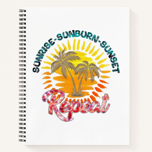 Sunrise-Sunburn-Sunset-Repeat | Gouden palmbomen Notitieboek (Voorkant)