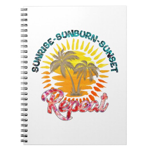 Sunrise-Sunburn-Sunset-Repeat | Gouden palmbomen Notitieboek (Voorkant)
