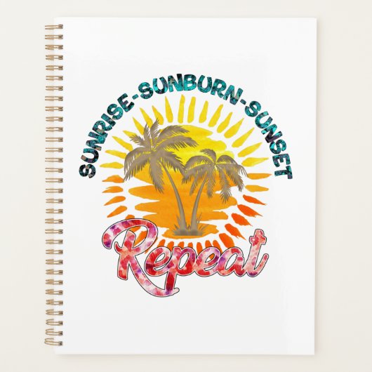 Sunrise-Sunburn-Sunset-Repeat | Gouden palmbomen Planner (Voorkant)