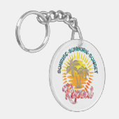 Sunrise-Sunburn-Sunset-Repeat | Gouden palmbomen Sleutelhanger (Voorkant Links)