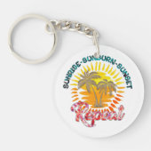 Sunrise-Sunburn-Sunset-Repeat | Gouden palmbomen Sleutelhanger (Voorkant)