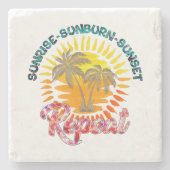 Sunrise-Sunburn-Sunset-Repeat | Gouden palmbomen Stenen Onderzetter (Voorkant)