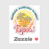Sunrise-Sunburn-Sunset-Repeat | Gouden palmbomen Sticker (Vel)