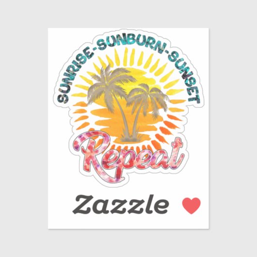 Sunrise-Sunburn-Sunset-Repeat | Gouden palmbomen Sticker (Vel)