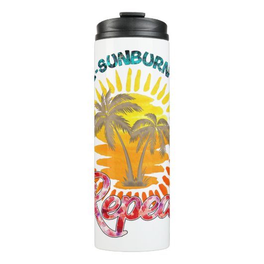 Sunrise-Sunburn-Sunset-Repeat | Gouden palmbomen Thermosbeker (Voorkant)