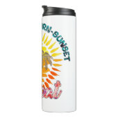 Sunrise-Sunburn-Sunset-Repeat | Gouden palmbomen Thermosbeker (Geroteerd rechts)