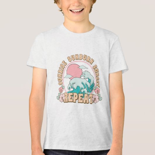 Sunrise Sunburn Sunset Repeat Summer Beach Life Tri-Blend Shirt (Voorkant)