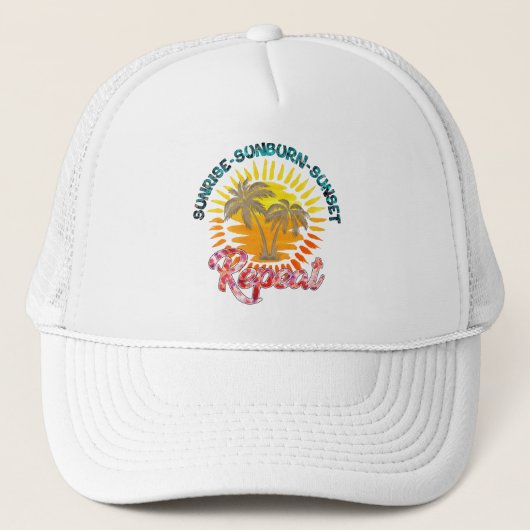Sunrise-Sunburn-Sunset-Repeat | zomervakantie Trucker Pet (Voorkant)