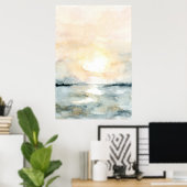 Sunrise Sunset Beach Ocean Waterverf Verticaal Poster (Thuiskantoor)