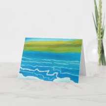 Sunrise Sunset Ocean Scene Waterverf Blank Kaart