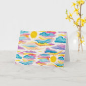 Sunrise Sunset Waterverf Blank Wenskaart Kaart (Gele Bloem)