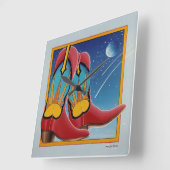 Sunrise Sunset Western COWBOY BOOT WALL CLOCK Vierkante Klok (Hoek)