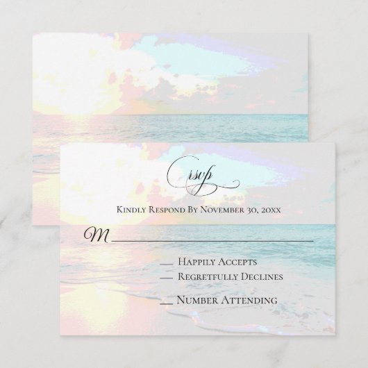 *~* Sunrise Sunset Zee Ocean - Beach Wedding RSVP (Voorkant / Achterkant)