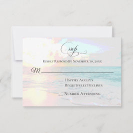 *~* Sunrise Sunset Zee Ocean - Beach Wedding RSVP Kaartje