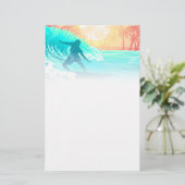 Sunrise Surfer Briefpapier (Staand voorkant)