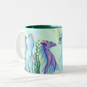 Sunrise Swim Zee Dragon Mermaid Cat Fine Art Mok (Voorkant links)