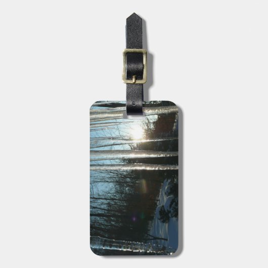 Sunrise Through Icicles Winter Natuur Fotografie Bagagelabel (Voorkant verticaal)