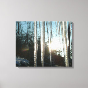 Sunrise Through Icicles Winter Natuur Fotografie Canvas Afdruk