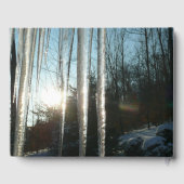 Sunrise Through Icicles Winter Natuur Fotografie Gastenboek (Achterkant)