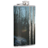 Sunrise Through Icicles Winter Natuur Fotografie Heupfles (Rechts)