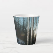 Sunrise Through Icicles Winter Natuur Fotografie Latte Mok (Voorkant)