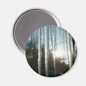 Sunrise Through Icicles Winter Natuur Fotografie Magneet (Voorkant / Achterkant)