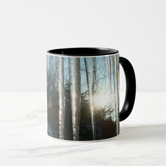 Sunrise Through Icicles Winter Natuur Fotografie Mok (Voorkant rechts)