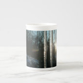 Sunrise Through Icicles Winter Natuur Fotografie Porselein Kop (Voorkant)