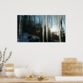 Sunrise Through Icicles Winter Natuur Fotografie Poster (Keuken)