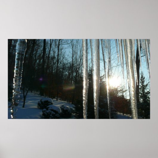 Sunrise Through Icicles Winter Natuur Fotografie Poster (Voorkant)