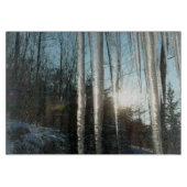 Sunrise Through Icicles Winter Natuur Fotografie Snijplank (Voorkant)